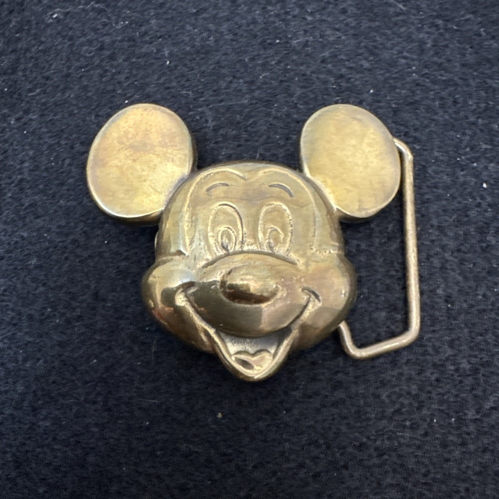 Vintage Rare Baron Solid Brass Mickey Mouse Walt Disney Productions Belt Buckle